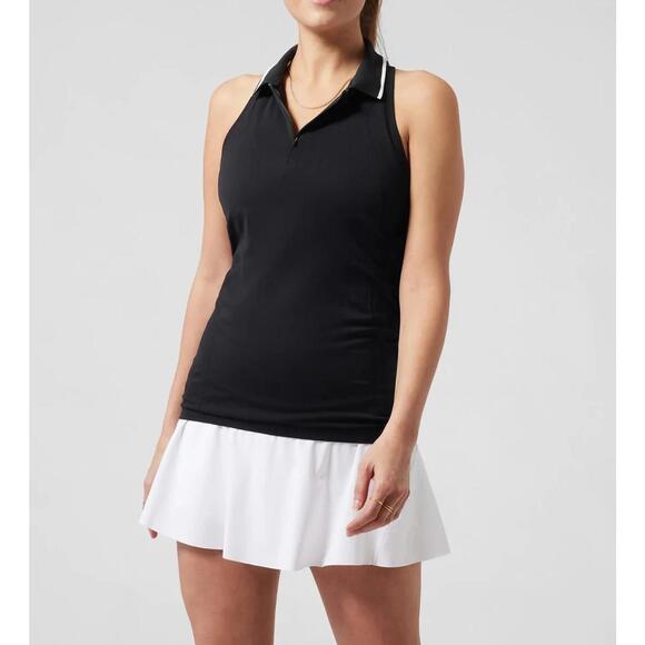 Athleta Momentum Polo Size Medium Black Tank Golf Tennis Racerback - Picture 1 of 10
